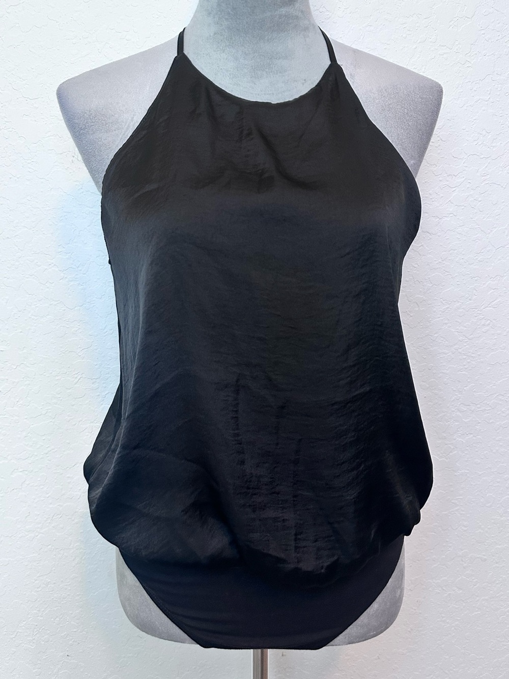 Abercrombie & Fitch Black Satin Halter Blouse Top Size Medium